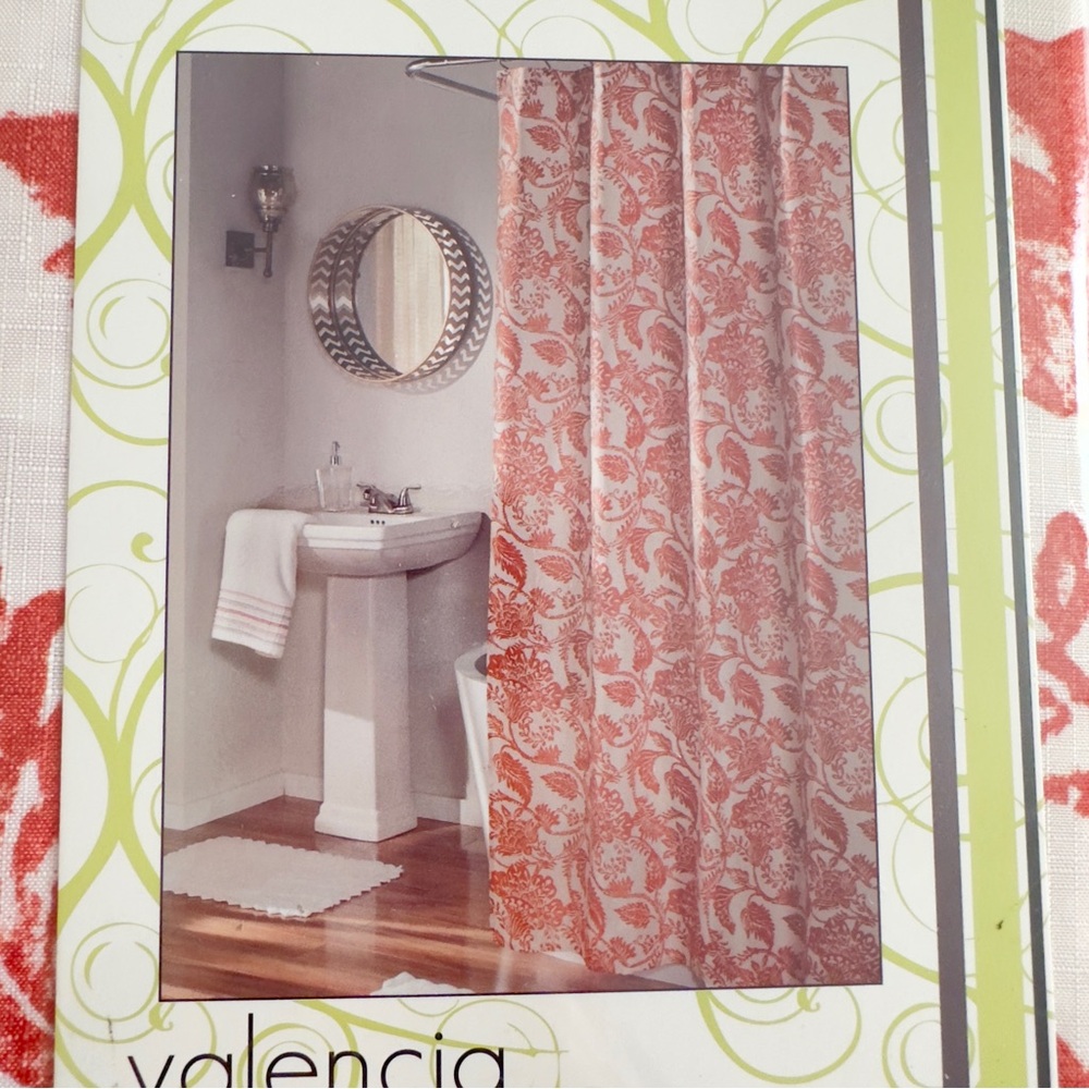 NWT m.style Fabric Shower Curtain Valencia Cinnabar